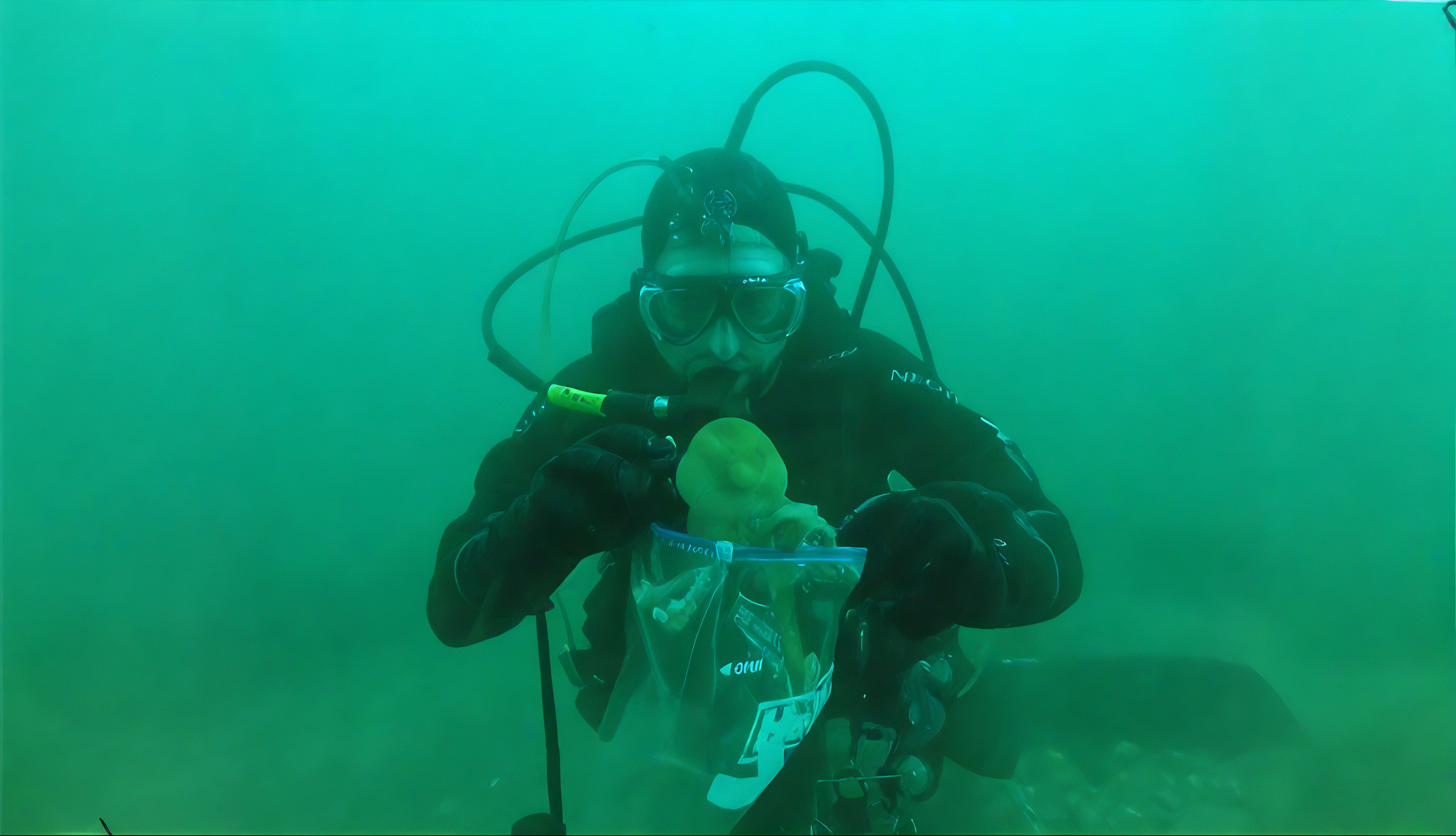 Releasing an octopus back into its natural habitat after a research study